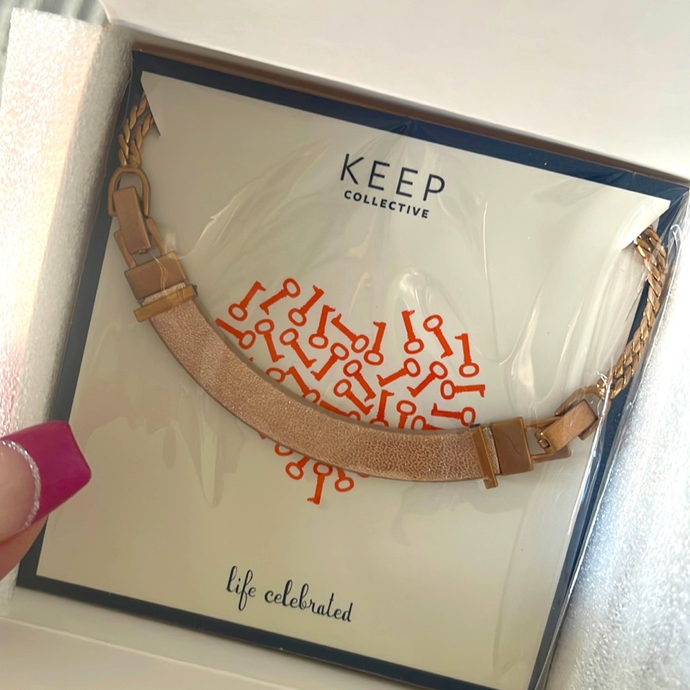 Keep Collective Chain & Leather Necklace-Blush/Champagne Rose Gold